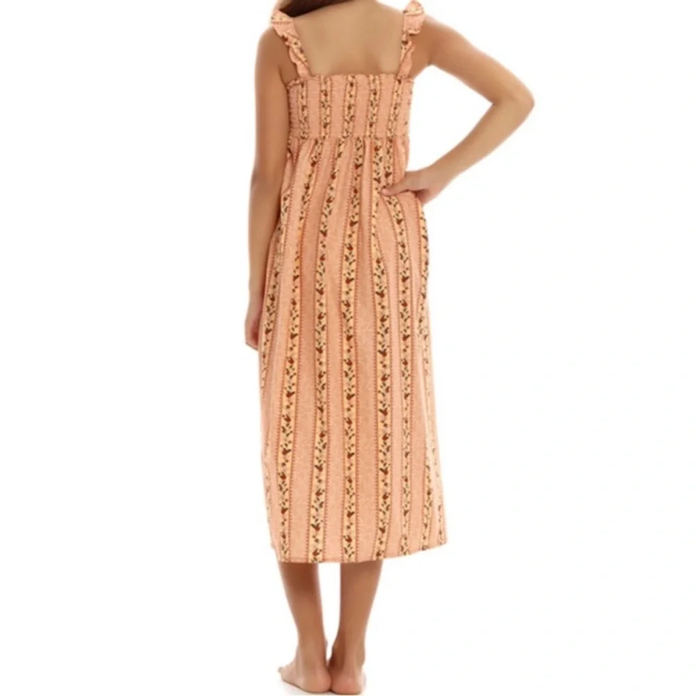 Agua Bendita Danna Kezia Midi Dress in Size 6 Ruffle Strap Smocked Bodice Floral